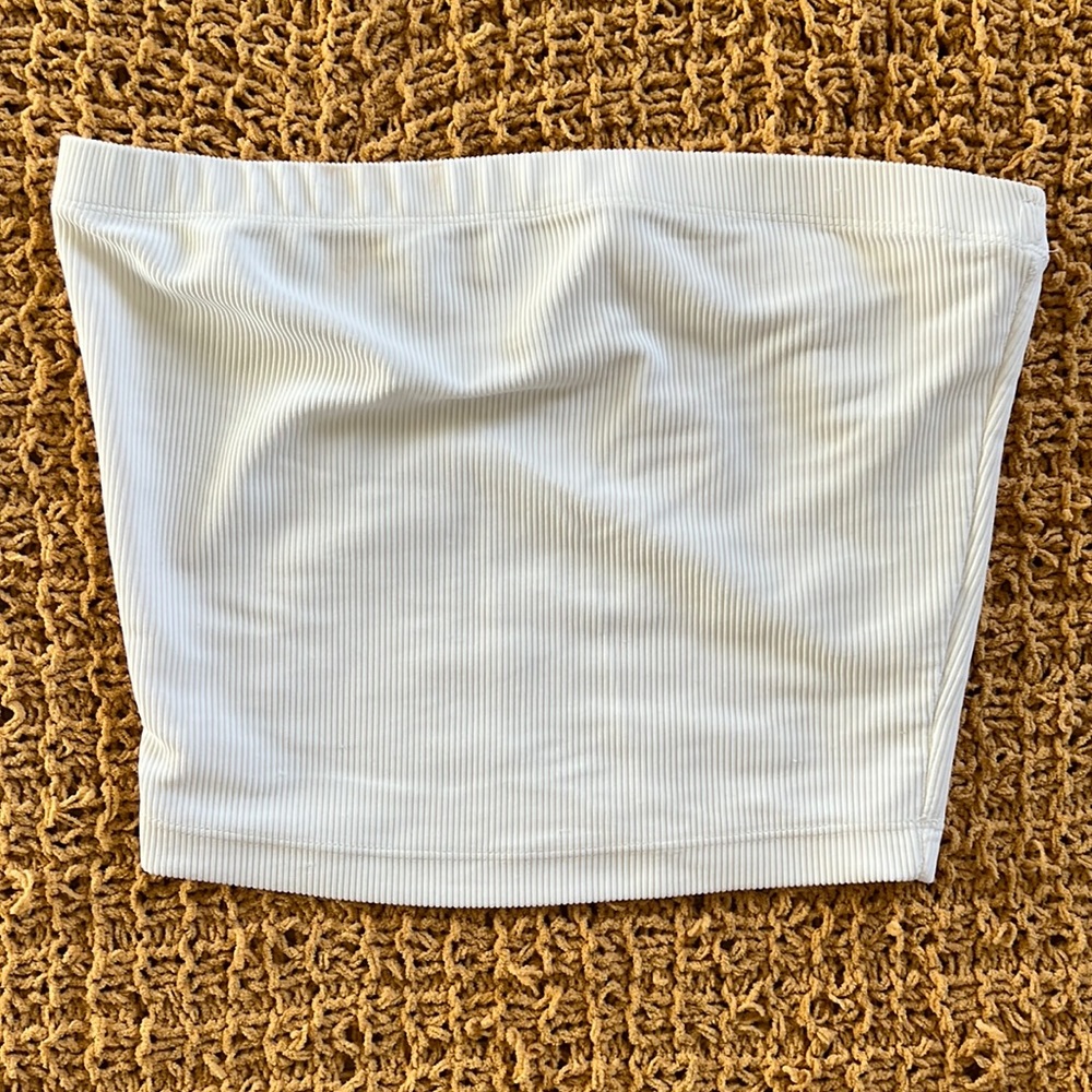 Ribbed Cropped White Tube Top